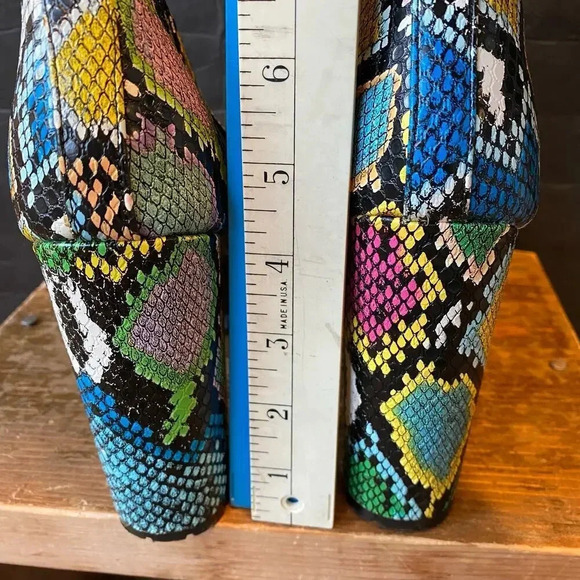 Pazzle Natalie Multicolor Snake Print High Heels Open Toe Boots Women Size 8.5 - Picture 2 of 10